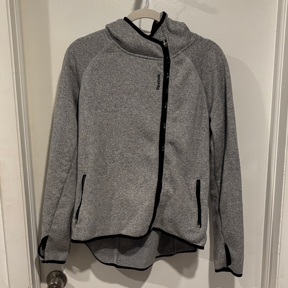 Reebok Women's Gray Asymmetrical Zip Fleece